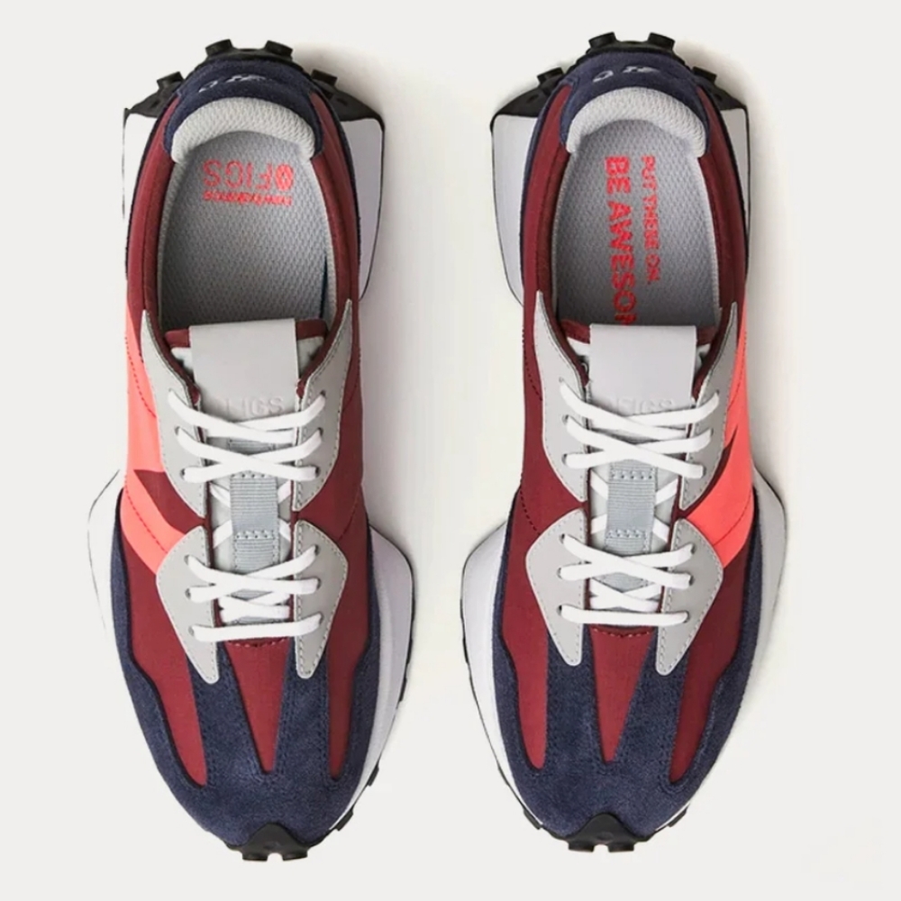 Figs X New Balance 327 Burgundy/Hot Coral Low Top Sne… Gem